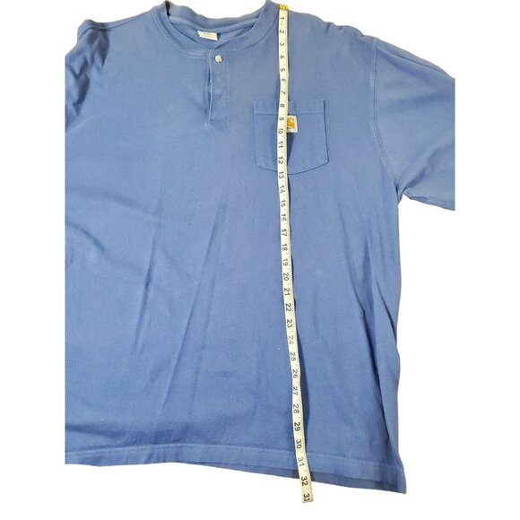 Carhartt Mens Blue Long Sleeve Henley Shirt 2XL 100% Cotton - Picture 4 of 9